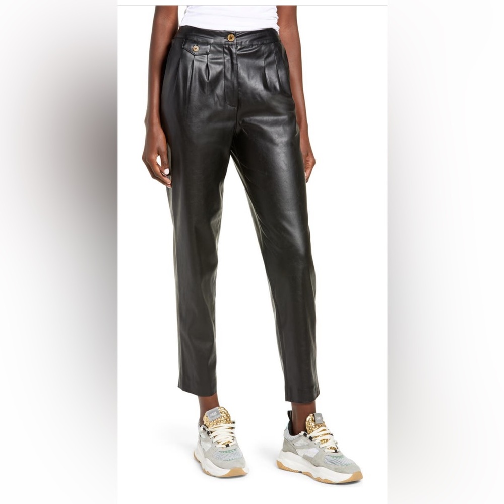 BlankNYC Faux Black Leather Pleated Trousers